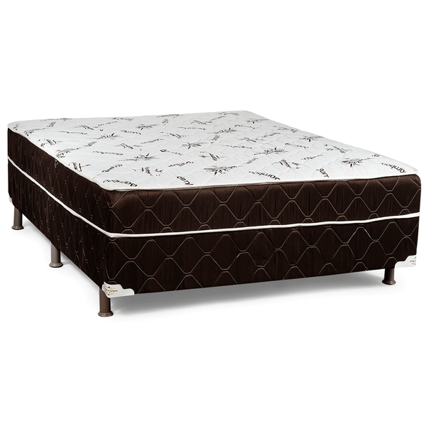 Conjunto Box Casal, Espuma D18 e D28, 188x138cm, Preto Liso Bamboo - Luz