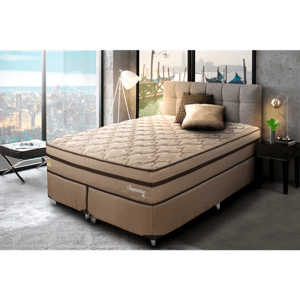 Conjunto Box Queen, Espuma D28, Euro Pillow e Mola, 158x198cm - Supreme