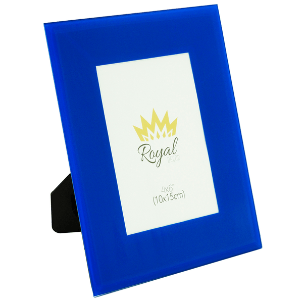 Porta-Retrato Retangular da Royal, 10x15cm, Vidro, Azul - 61056