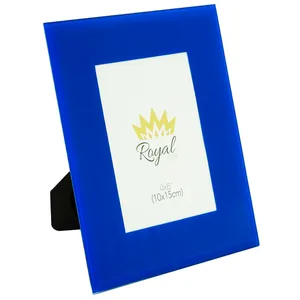 Porta-Retrato Retangular da Royal, 10x15cm, Vidro, Azul - 61056