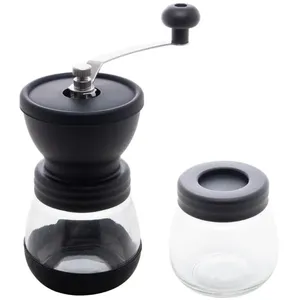 Moedor Manual de Café Inox Lyor Porta Pó Extra Vidro Removível 9,5cm Preto