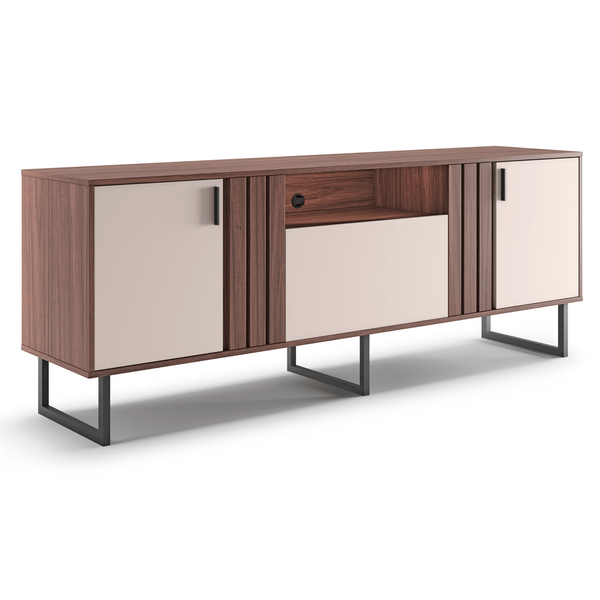 Rack para TV 70'', MDP, 3 Portas - Jurua Nogueira Real/ Off White
