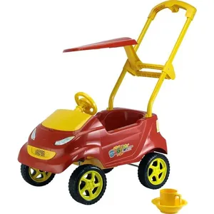 Carro Infantil com Empurrador e Capota Móvel BabyCar Vermelho Homeplay - 4003