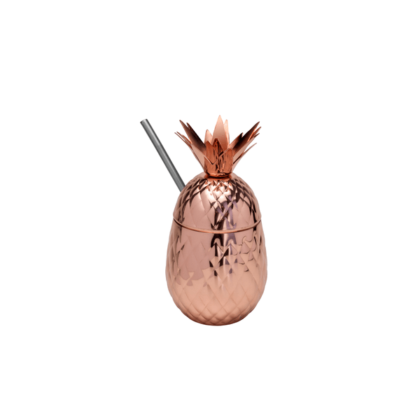 Taça e Copo Abacaxi Wolff, 2 em 1, Aço Inox, Cobre Cromado, 500ml - 27323