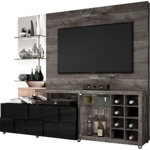 Estante Home 100% MDF - Dj Móveis New Turati Rústico Belfort / Preto