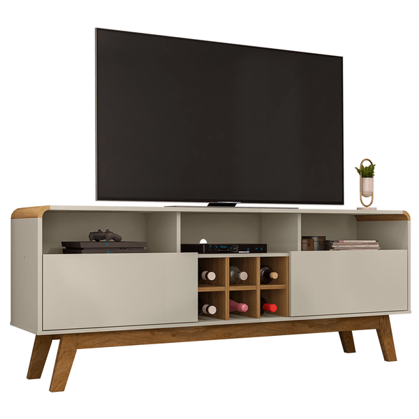 Rack para TV 65'', MDP, 1 Prateleira, 2 Portas - Larimar Retro Off White / Cinamomo