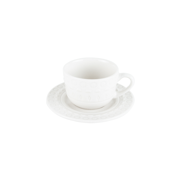 Conjunto de Xícaras Para Café Com Pires, Grace, Branco, 4 Peças, 80ml, Porcelana - 17578