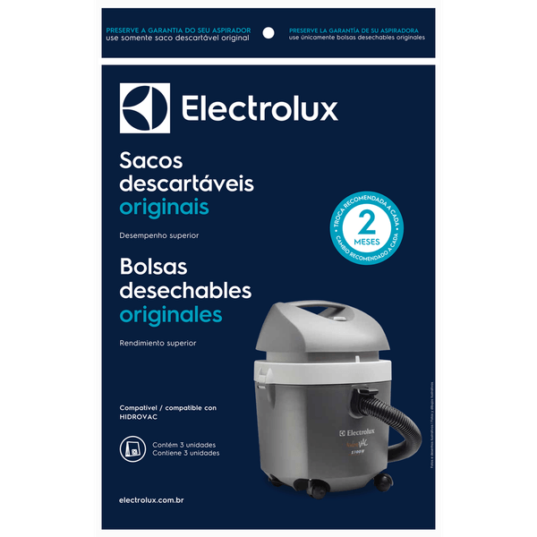 Kit Electrolux com 3 Sacos Para Aspiradores, 6.5L, Hidrovac - CSEHV