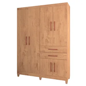Guarda-Roupa Solteiro POP em MDP 6 Portas 2 Gavetas Canelato Rústico