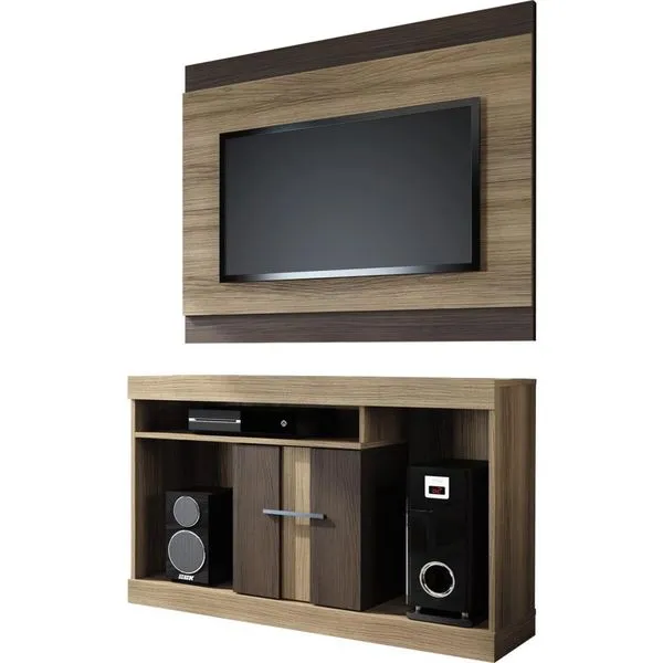 Rack com Painel - Linea Brasil San Diego Capuccino Wood / Ebano