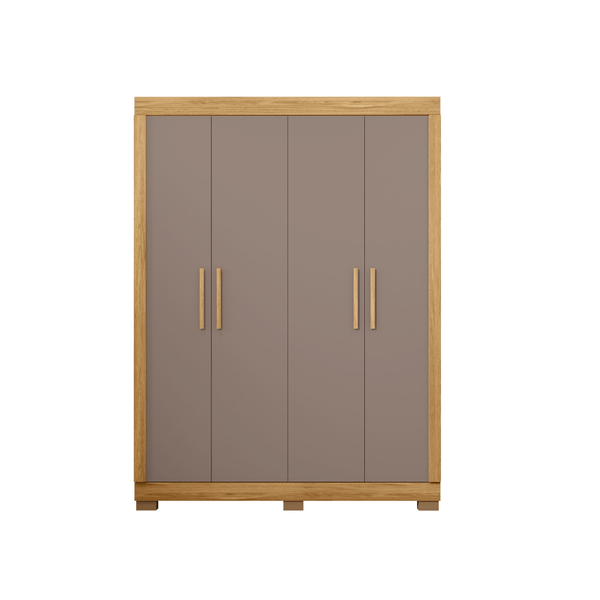 Guarda Roupa Solteiro Eden 4 Portas 2 Gavetas Caemmun Lamina Mel / Cacao