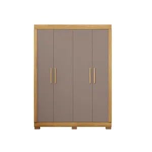 Guarda Roupa Solteiro Eden 4 Portas 2 Gavetas Caemmun Lamina Mel / Cacao