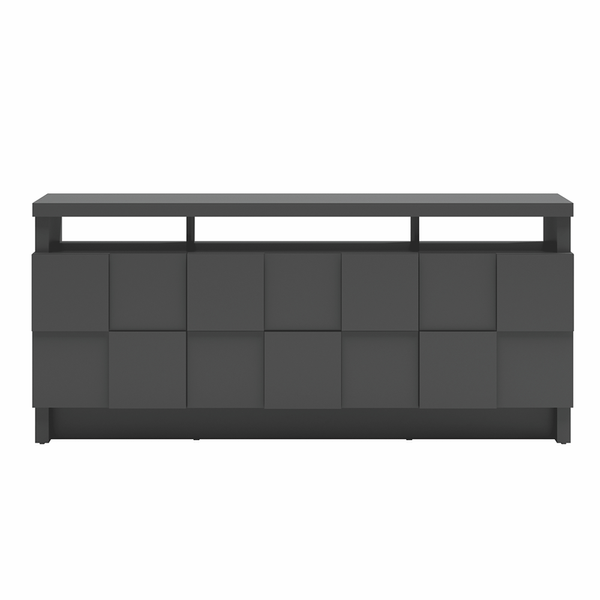 Aparador Quadriculado 3D em MDF, 2 Gavetas, 2Portas - TB282 G2 Grafite