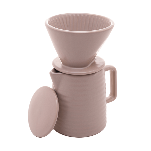 Bule de Cerâmica da Wolff com Suporte para Filtro e Tampa 600ml Cinza - 17792