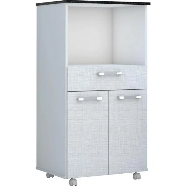 Balcão Duplo Forno em MDP, 2 Portas e 1 Gaveta - Kit's Paraná Duetto Linho / Branco