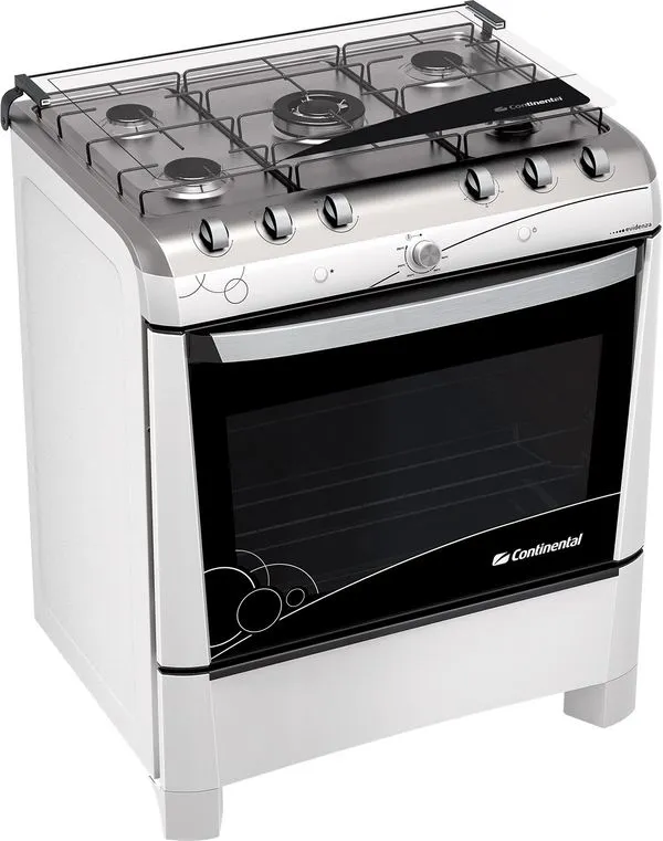 Fogão 5 Bocas de Piso Continental Evidenza Tripla Chama Branco Bivolt - FGCT005 Bivolt
