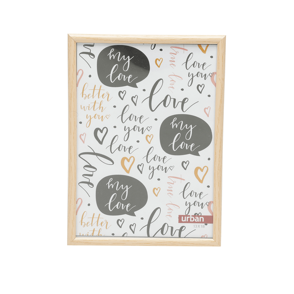 Porta-Retrato Basic Clear Wood da Urban, 14x19cm, Bege - 42878