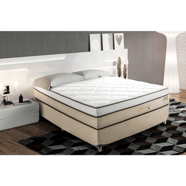 Conjunto Box Casal, Espuma D28, Euro Pillow e Mola, 138x188cm - Aguarius Visco
