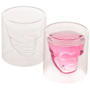 Conjunto 2 Copos Parede Dupla de Vidro Borossilicato Skull Lyor, 154ml - 1376