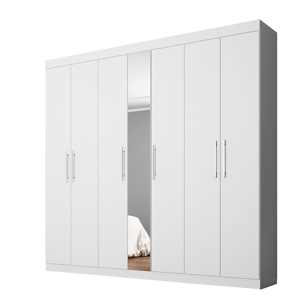 Guarda-roupa em MDP, 7 Portas, 3 Gavetas, Espelho Amplo - Demóbile London 83770 Branco