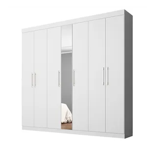 Guarda-roupa em MDP, 7 Portas, 3 Gavetas, Espelho Amplo - Demóbile London 83770 Branco