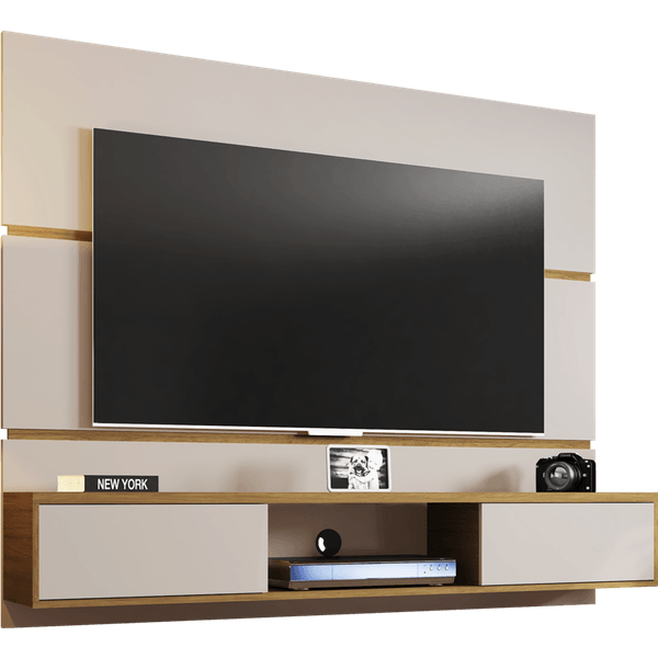 Painel para TV até 65'', MDP, 2 Portas - Âmbar Off-White/Cinamomo