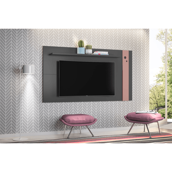 Painel Para TV Até 46'', MDF/MDP, Prateleira - Home Eyre Grafito / Rose