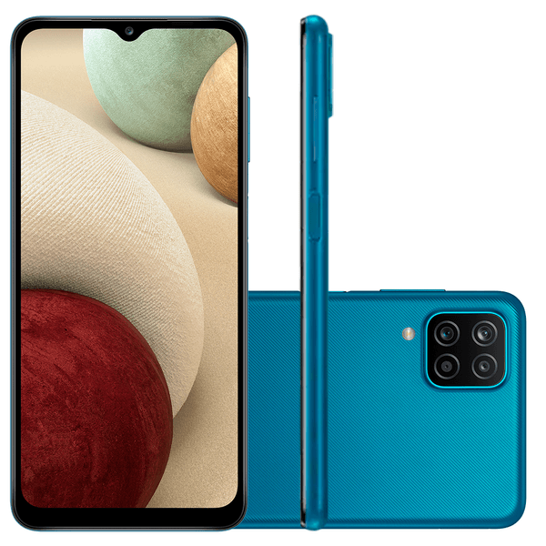 Smartphone Samsung Galaxy A12, 6.5'', Câmera Quádrupla Traseira, 48MP, 64GB, Octa Core, 5000mAh, Azul - SM-A127MZBGZTO