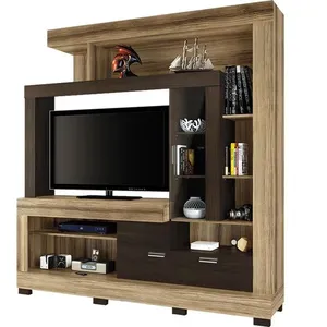 Estante com Cristaleira - Linea Brasil Acácia Capuccino Wood / Ébano