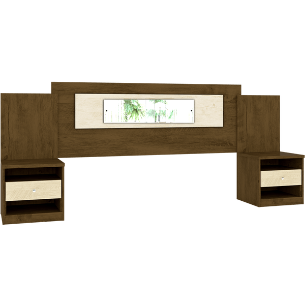 Cabeceira Casal em MDP, 2 Gavetas - Moval Sevilha Castanho Wood / Avelã Wood