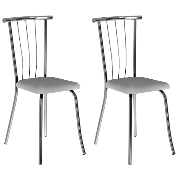Conjunto 2 Cadeiras em Aço Cromado, com Tecido Napa - Carraro 154 Branco