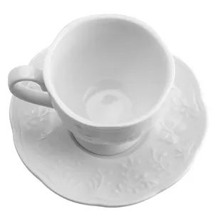 Xícara para Café New Bone Butterfly Flower Lyor, Com Pires, Porcelana, 100ml - 8522