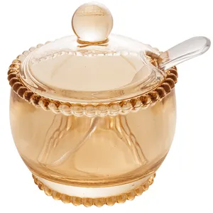 Açucareiro Pearl Wolff, Cristal, Com Colher, Âmbar, 200ml - 28401