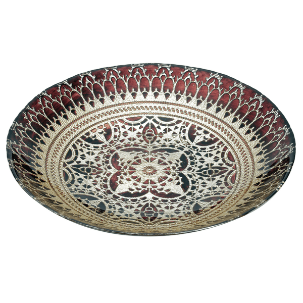 Centro de Mesa Lyor Luca, Vidro, 40x7cm, Vermelho/Dourado - 4233