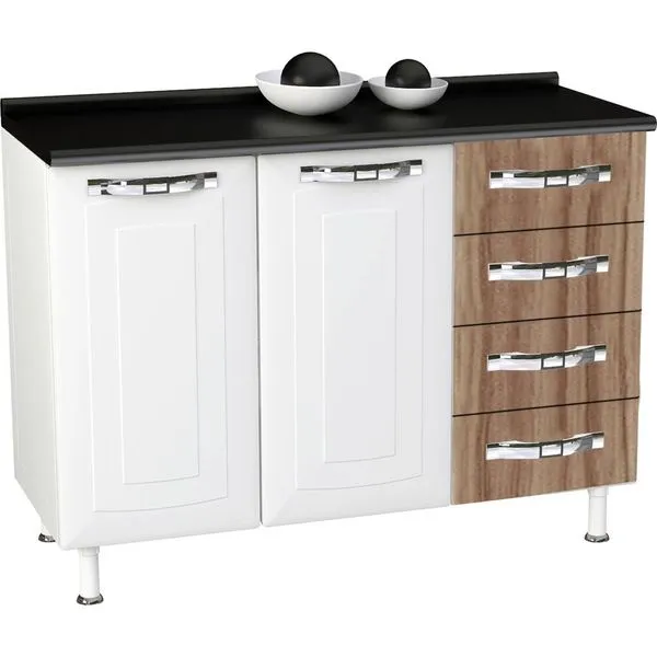Gabinete de Aço Colormaq, 2 Portas, 3 Gavetas - Class Master BT2P4 Branco / Carvalho