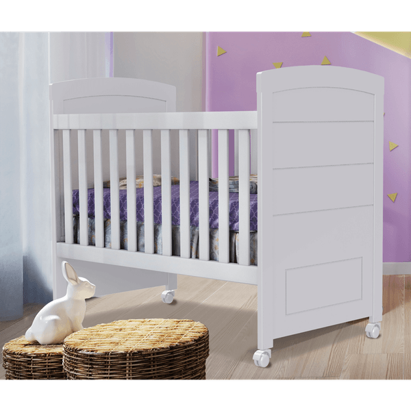 Berço / Mini Cama com Rodízios, MDF - Carolina Móveis Cléo Branco Fosco