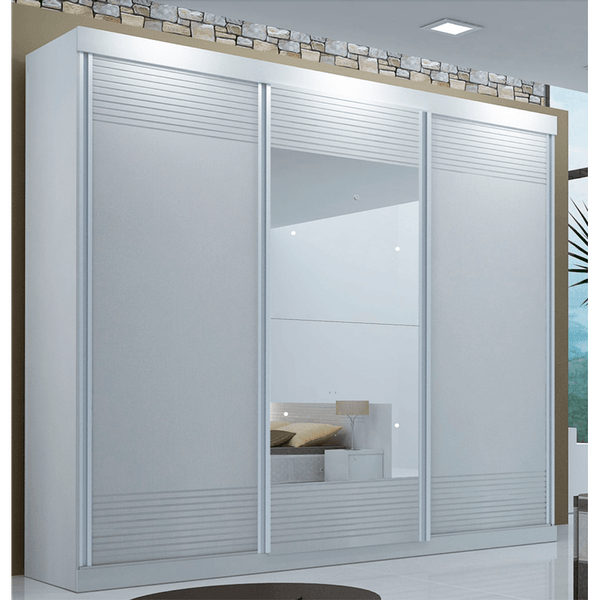 Guarda-Roupa Casal Penedo em MDF 3 Portas 6 Gavetas Bom Pastor Branco