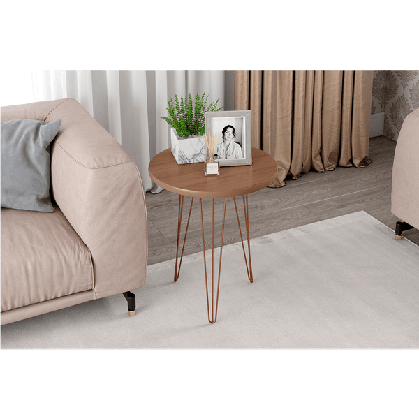 Mesa de Apoio em MDF, Pés Metálicos - Evolution Canelato