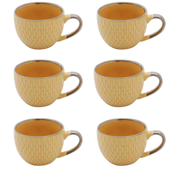Jogo de Xícaras para Café Bon Gourmet Amarelo, 6 Peças, Porcelana - 27607