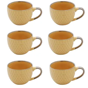 Jogo de Xícaras para Café Bon Gourmet Amarelo, 6 Peças, Porcelana - 27607