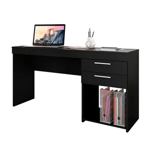 Mesa para Escritório com Nicho, 2 Gavetas, MDP - Office Preto