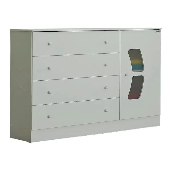 Cômoda 100% MDF com 1 Porta e 4 Gavetas - Móveis Canaã Belly Branco