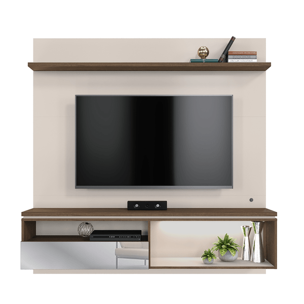 Painel Home em MDP para TV até 60'', 1 Porta, 1 Prateleira - Guarujá Off White / Nogueira