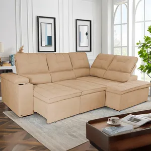 Sofá Retrátil Reclinável 5 Lugares Elegance Hellen Bege