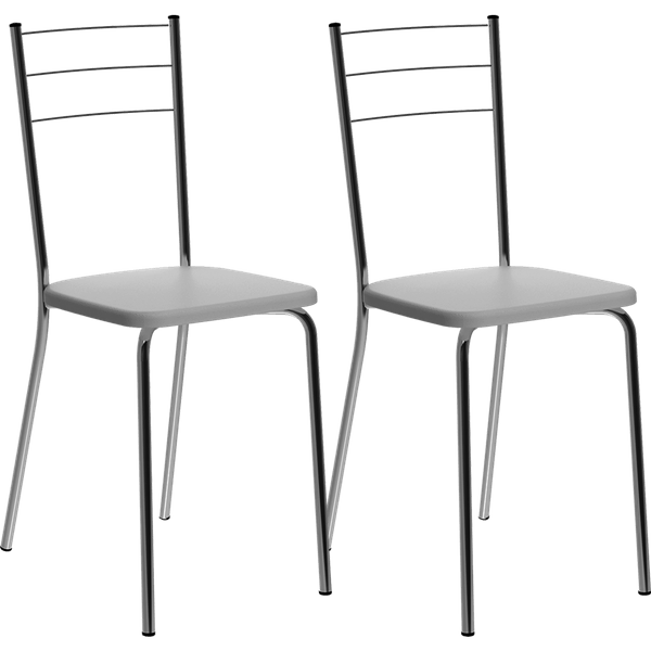 Conjunto 2 Cadeiras Parma Aço Cromado Revestimento em Napa - Carraro 1703 Branco