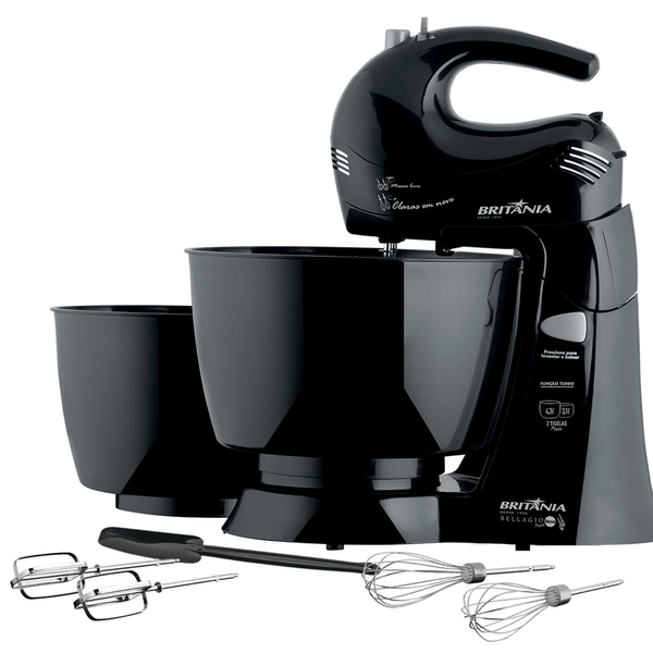 Batedeira Britânia Bellagio Maxx Neve, 4 Velocidades + Turbo, 350W, Preta - 33401052 220V