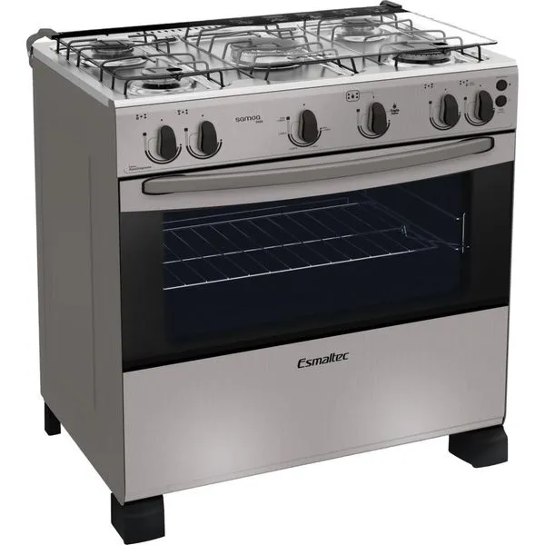 Fogão 5 Bocas Esmaltec Tripla Chama Inox - Samoa Bivolt
