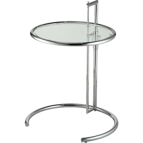 Mesa Lateral Tampo em Vidro - Rivatti Eileen Grey Cromado