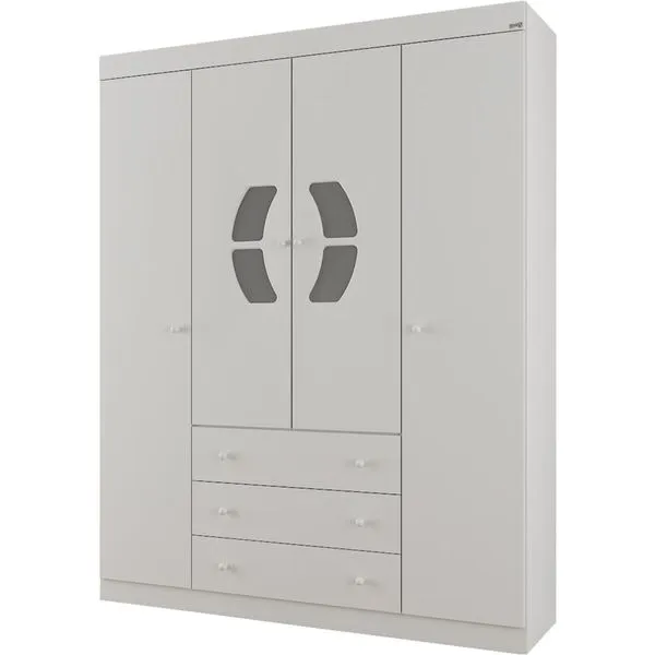 Guarda-roupa Infantil 100% MDF 4 Portas e 3 Gavetas - Móveis Canaã Belly Branco