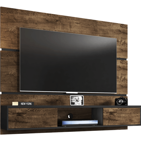 Painel para TV até 65'', MDP, 2 Portas - Âmbar Madeira Rústica / Preto